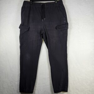 Airwalk Mens Cargo‎ Jogger Pants Black Drawstring Elastic Waist Size L